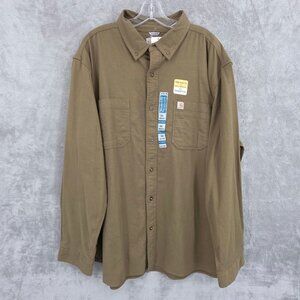 Carhartt Relaxed Soft Flannel Shirt 2XL Army Green Utility Outdoor Rugged New
